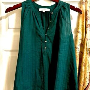 LOFT Teal Button-Front Blouse
